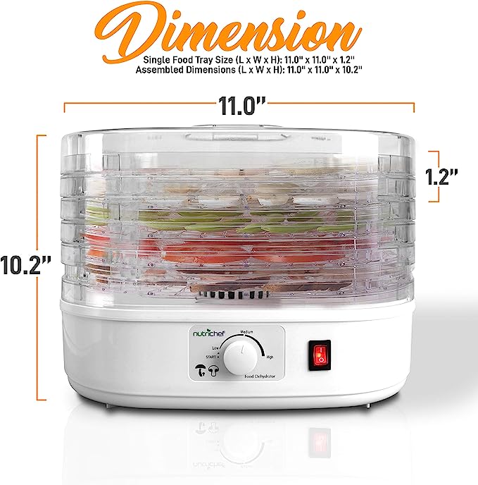 Ivation Máquina deshidratadora de alimentos eléctrica digital de 6 bandejas  480w para secar carne seca de res, frutas, verduras y nueces (renovado)