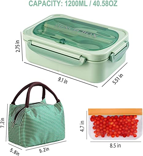 Lonchera Bento Box, contenedor de almuerzo para adultos con gran