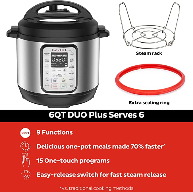 Instant Pot Duo - Olla eléctrica a presión 7 en 1, esterilizador, olla de  cocción lenta, olla arrocera, vaporera, salteadora, yogur y calentador, 8