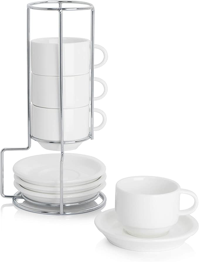 Sweese Tazas de café transparentes – Juego de 4 tazas de café de vidrio de  doble pared de 8 onzas, p…Ver más Sweese Tazas de café transparentes –