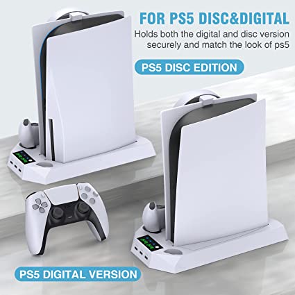  Accesorios PS5, organizador de juegos de PS5, estación de  cargador de controlador PS5, imagen del producto Soporte para controlador  PS5 para teléfono, auriculares PS5. : Videojuegos