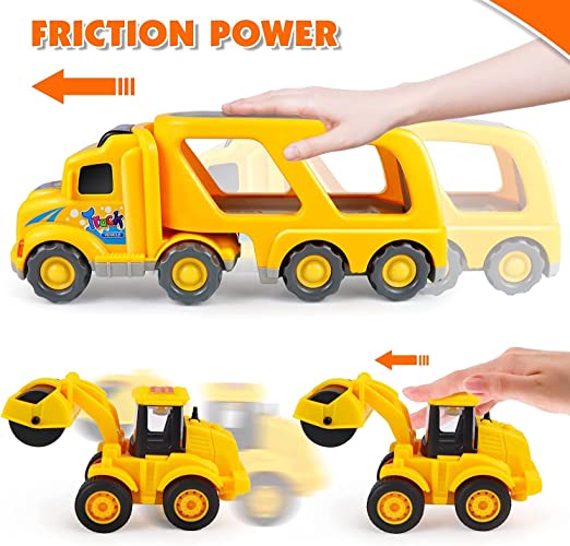 TEMI Camión de juguete para niñas de 3, 4, 5, 6 años, vehículo de fricción  5 en 1, juguete para niños pequeños de 1 a 3 años, juguetes de camión