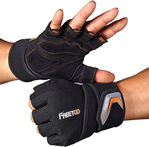 Fit Active Sports - Guantes de levantamiento de pesas con muñequeras,  agarre extra y acolchado para levantar, entrenamiento de gimnasio,  entrenamiento