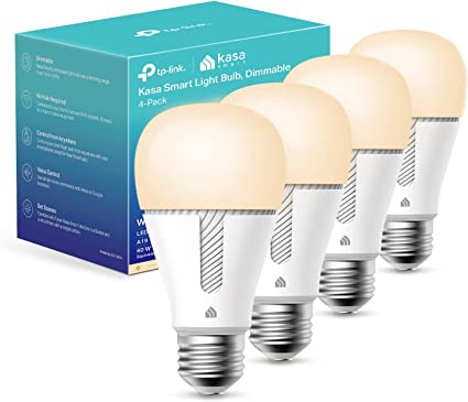 Paquete de 4 bombillas inteligentes con control remoto, A19 E26 800LM LED  que cambia de color, WiFi y Bluetooth 5.0, blanco cálido a frío, regulable