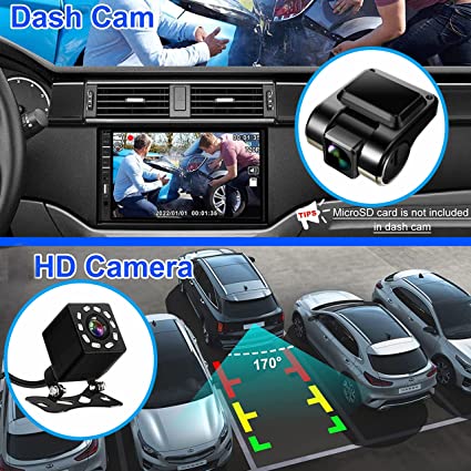 Radio de coche con pantalla táctil de 7 pulgadas con Apple Carplay y  Android Auto - Bluetooth, cámara de respaldo, enlace espejo, SWC