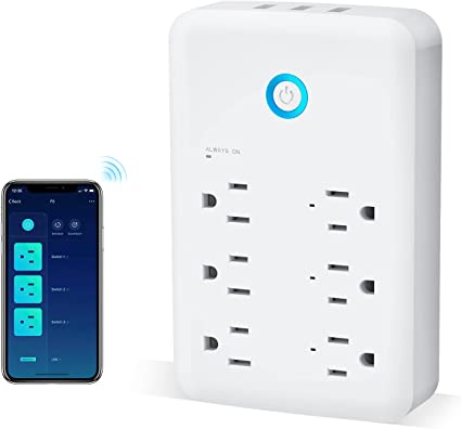 BN-LINK Regleta de alimentación inteligente compatible con Alexa Google  Home, enchufe inteligente, salidas WiFi, protector de sobretensiones con 4