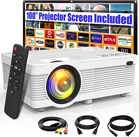 Mini proyector, Aokang 7500 Lumens HD Proyector portátil (blanco)