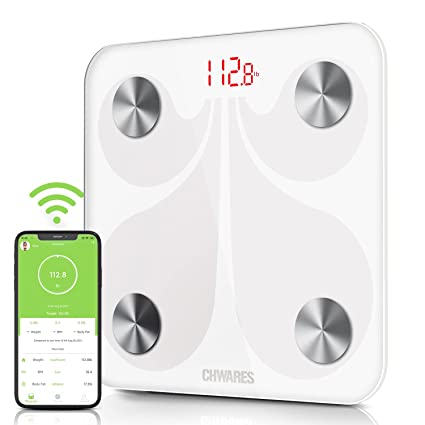 CHWARES Báscula para peso corporal y grasa, báscula recargable de gran  pantalla, báscula de baño digital inteligente con grasa corporal,  analizador de