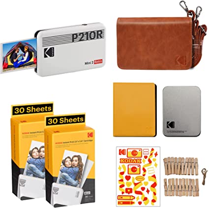 Kodak Mini 2 Retro 2.1 x 3.4 pulgadas, paquete de regalo de impresora  fotográfica portátil, conexión inalámbrica, compatible con iOS, Android y  Bluetooth, 4PASS y proceso de laminación, calidad premium, color blanco