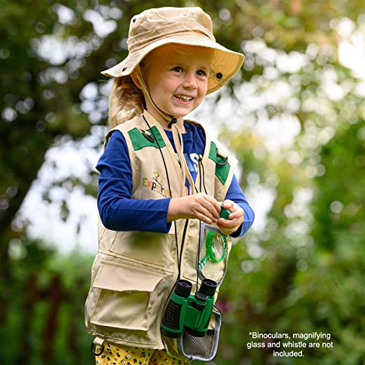 Disfraz de explorador de niños con chaleco y sombrero safari – Regalo perfecto para niños y niñas de 3 y 7 – Juego de como paleontólogo guardabosques o pesca
