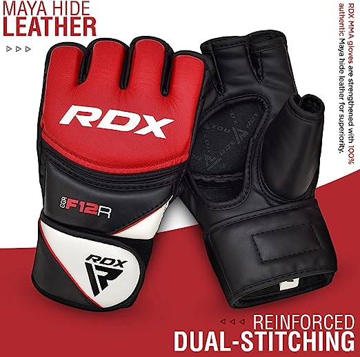 RDX Boxing Gloves Maya Hide Leather, Muay Thai Kickboxing MMA Sparring