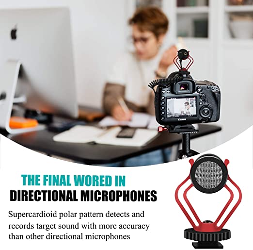 Micrófono de cámara, M-1 Micrófono de video para DSLR Entrevista Escopeta  Micrófono para Canon Nikon Sony Fuji Videomic con Parabrisas 0.138 in Jack