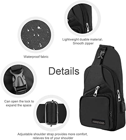 Mochila cruzada para hombre y mujer con puerto de carga USB