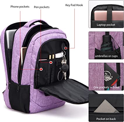 Monsdle Mochila de viaje para laptop, antirrobo, resistente al agua,  mochila escolar para computadora con puerto de carga USB para hombres,  mujeres