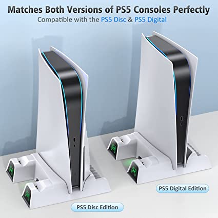 Soporte de consola para PS5, soporte de base vertical para PS5 con luz de  cambio de color LED USB para PlayStation 5 Console Disc & Digital Edition  -Negro