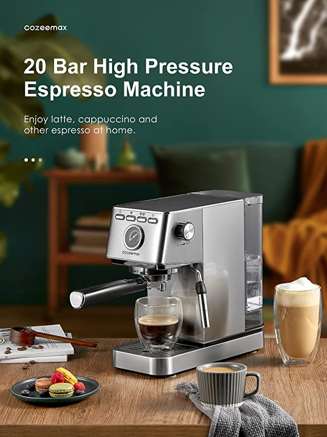 MAttinata Cafetera de capuchino, café con leche y espresso, cafetera de  café de 20 barras de acero inoxidable con sistema automático de espuma de