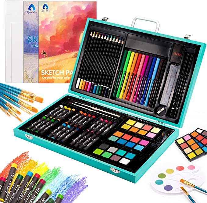  Art Supplies - Kit de arte de dibujo de 248 piezas, para niñas  y niños, adolescentes, regalo de arte y manualidades, caja de arte con  caballete reversible de tres pliegues, papel