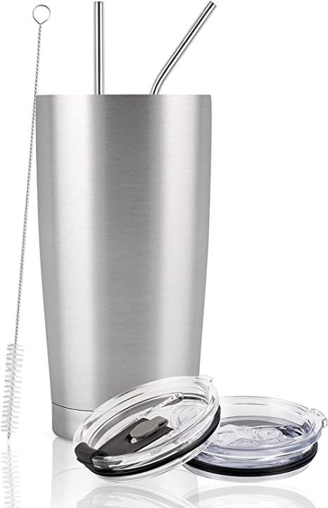Vasos Con Aislamiento Al Vacio Dapperlin Vaso Aislado Al Vacío De Acero Inoxidable De 40 Onzas Con Tapa Y Popote Para Agua, Té Helado O Café, Licuado De Frutas Y Más (azul