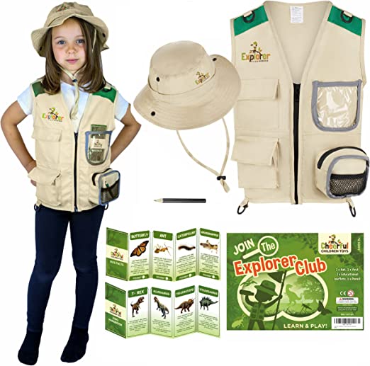 Disfraz de explorador de niños con chaleco y sombrero safari