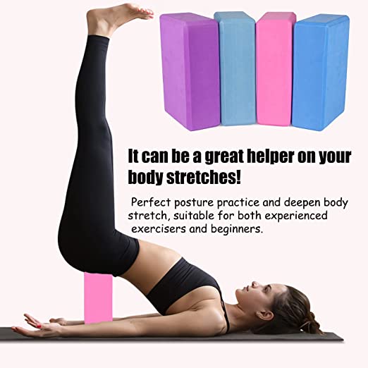 Bloques de yoga de 9 x 6 x 3 pulgadas, paquete de 4 bloques de espuma de  ladrillo de yoga de alta densidad para mejorar la fuerza, la flexibilidad y  el equilibrio