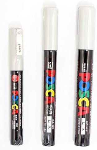 3 tipos de Uni Posca 【Blanco】Rotulador de pintura extrafino de 0.028 in,  punta fina de 0.9 a 0.051 in, punta media de 0.071-0.098 in y nuestra  tienda