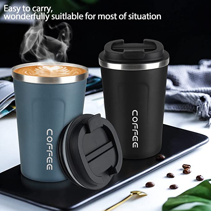 CS COSDDI - Vaso térmico de acero inoxidable de 12 onzas con aislamiento al  vacío, taza de viaje de café a prueba de derrames con tapa, para mantener