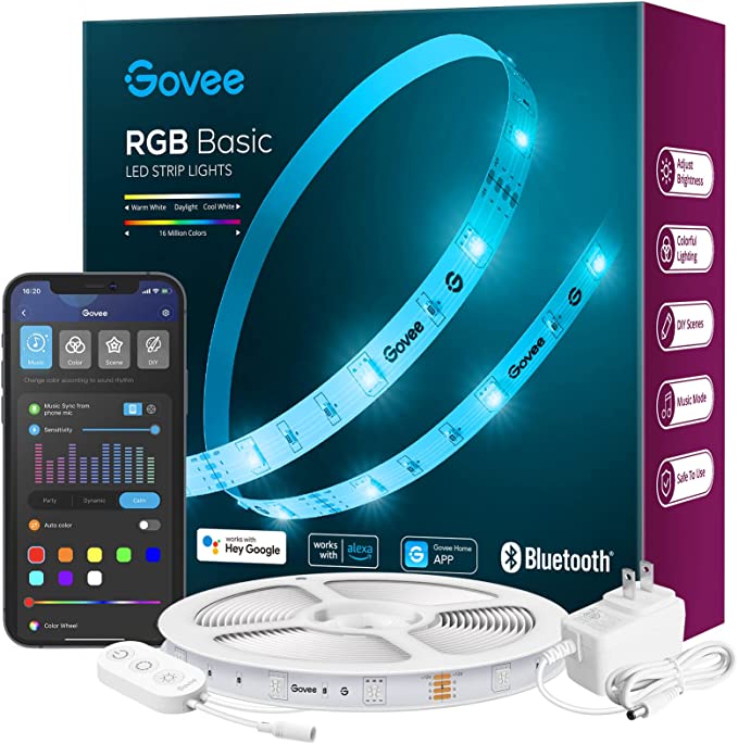 Govee - Tira de luces LED inteligentes RGBIC que cambian de  color, 16.4 pies, control mediante aplicación, modo de efectos creados por  ti mismo segmentado, modo de sincronización de música, control