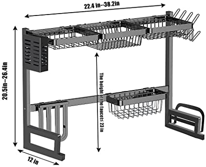 Estante para secar platos Estante para platos de acero de 3 niveles con  tabla de drenaje extraíble E Meterk Black/3 Tier/Tipo 2