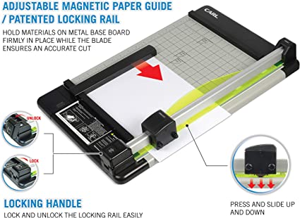 CARL Cortadora de papel rotativa de alta resistencia, 12 pulgadas,  Negro/Plateado