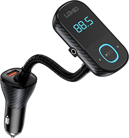Receptor de audio Bluetooth Radio FM, reproductor digital MP3, pantalla LED  4-digital, tarjeta SD/reproducción USB 0.138 in salida de audio (negro)