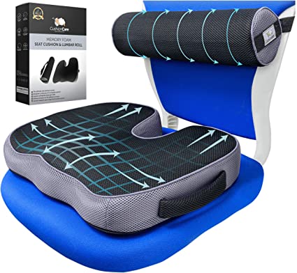  Cojín de asiento de automóvil, almohada de ciática para  sentarse, cojín de asiento de espuma viscoelástica, protector de asiento  cómodo con parte inferior antideslizante para asiento de conductor, silla  de oficina