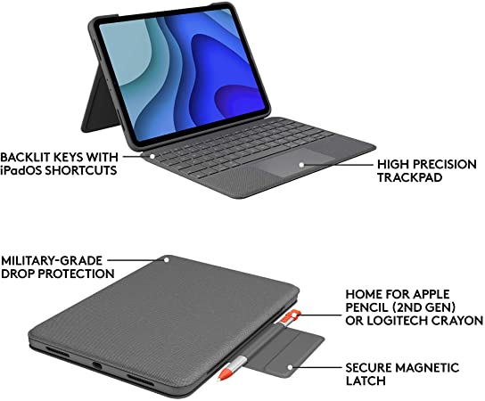 Funda con teclado Logitech Folio Touch Gris para iPad Pro 11'' - Funda  tablet