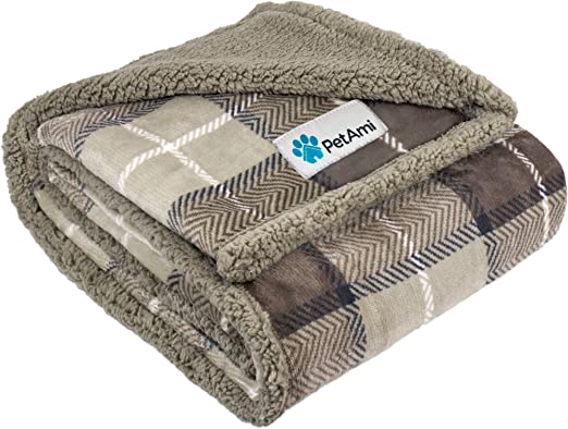 PetAmi - Manta impermeable para perro, sofá, manta de sherpa gris  impermeable para perros grandes, cachorros, forro polar de microfibra  supersuave