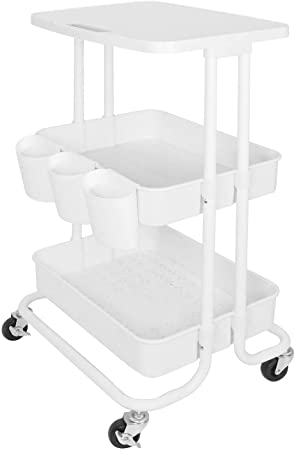 Organizador de baño blanco con puertas de 3 niveles