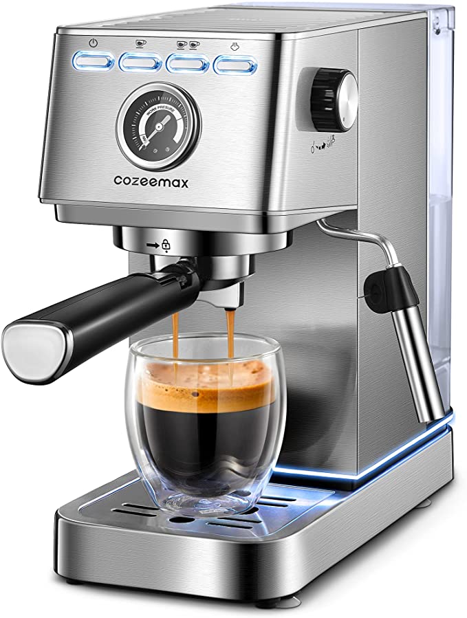  CASABREWS Máquina de café expreso de 20 bares, cafetera  profesional con espumador de leche, cafetera compacta con tanque de agua  extraíble de 34 onzas para capuchino, café con leche, regalo para