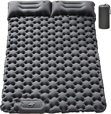 Colchoneta de dormir doble para campamento, 4 pulgadas de grosor, para 2  personas, alfombrilla de campamento ultraligera portátil con almohada