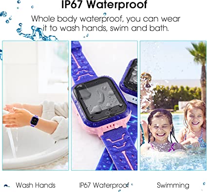 Reloj inteligente con teléfono GPS para niños IP67 Rastreador de ubicación  de llamadas a prueba de agua Pulsera con reloj de pulsera antipérdida para  niños, Azul Vogacara DZ4838-01B