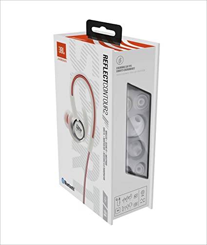 JBL Reflect Contour 2.0 - Auriculares deportivos inalámbricos intrauditivos  con micrófono de 3 botones/control remoto, color blanco