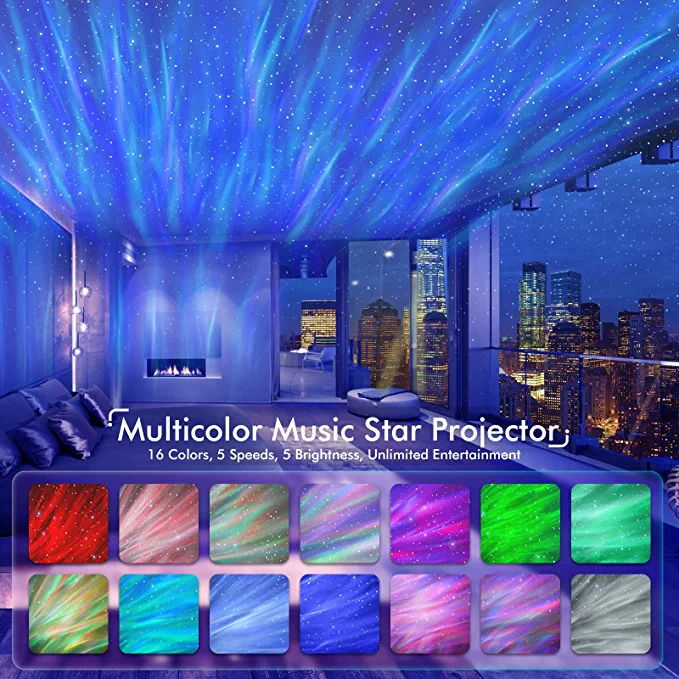 Rossetta Proyector de estrellas, proyector de galaxia para dormitorio,  altavoz Bluetooth y proyector Aurora de ruido blanco, proyector de luz  nocturna para sala de juegos de niños y adultos, cine en casa