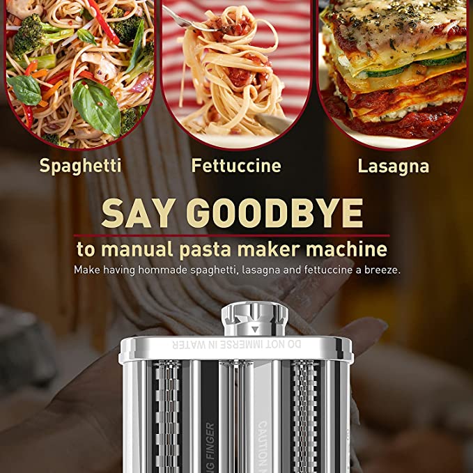  Accesorio para hacer pasta para batidoras KitchenAid - Juego 3  en 1 de accesorios de pasta incluye rodillo de pasta, cortador de  fettuccine de espagueti, accesorios de accesorios de máquina de