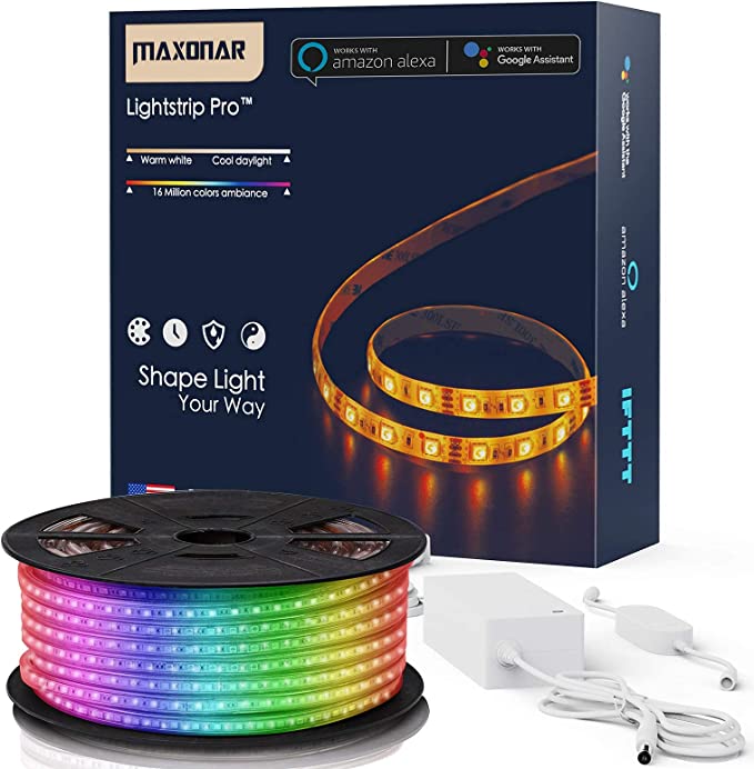  TP-Link Tapo RGBWIC - Tira de luz LED inteligente de 16.4 pies,  1000 lúmenes, 16 M de colores regulables, 50 zonas de color, funciona con  Apple HomeKit/Alexa/Google Home, sincronización con sonido, 