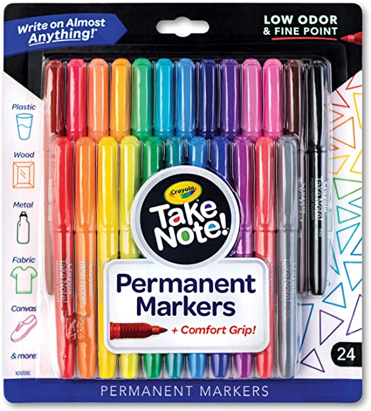Crayola Take Note Marcadores permanentes de punta fina para adultos y