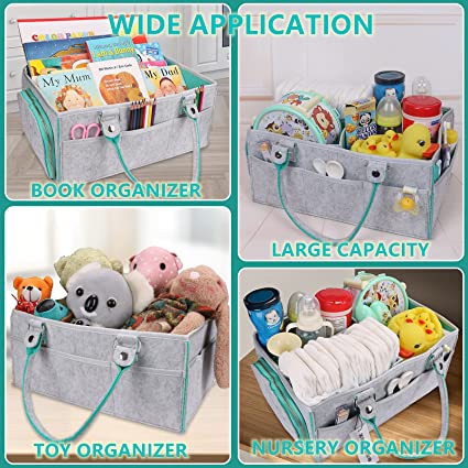 Cesta organizadora de pañales para bebé para cambiador de guardería, bolsa  de almacenamiento de automóvil para pañales, pañales y toallitas, regalo de