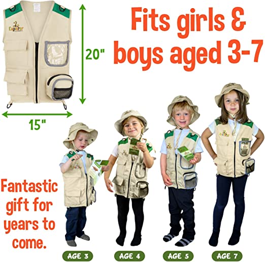 Unittype 3 juegos de disfraz de safari para niños, chaleco cargo de  explorador, conjunto de sombrero, disfraz de paleontólogo, para usar al  aire libre