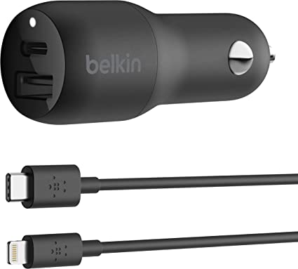 Belkin Cargador rápido USB-C para automóvil de 20 W - negro (iPhone cargador  rápido compatible con iPhone 12 Pro Max/12/12 Pro/ 12 Mini, Samsung Galaxy  S20, S20+, S20 Ultra, Note20, Google Pixel