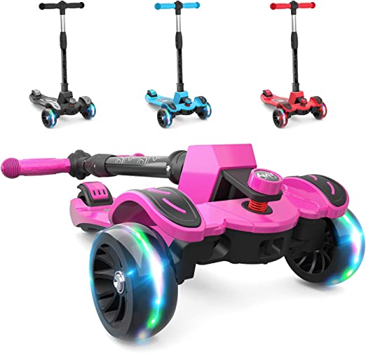 Scooter de 3 ruedas para niños, 4 alturas ajustables, inclinado para  dirigir, cubierta extra ancha, con ruedas de luz LED, para niños y niñas de  5 a