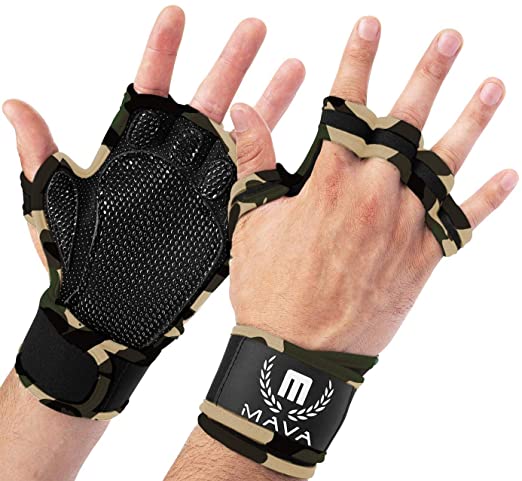  Guantes de entrenamiento para hombres y mujeres, guantes  acolchados para levantamiento de pesas con soporte para muñeca, protección  completa de la palma y agarre de silicona, guantes de gimnasio para 