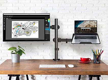 HUANUO Soporte para monitor de laptop con bandeja para portátil de 13 a 27  pulgadas, soporte de escritorio para portátil totalmente ajustable de hasta