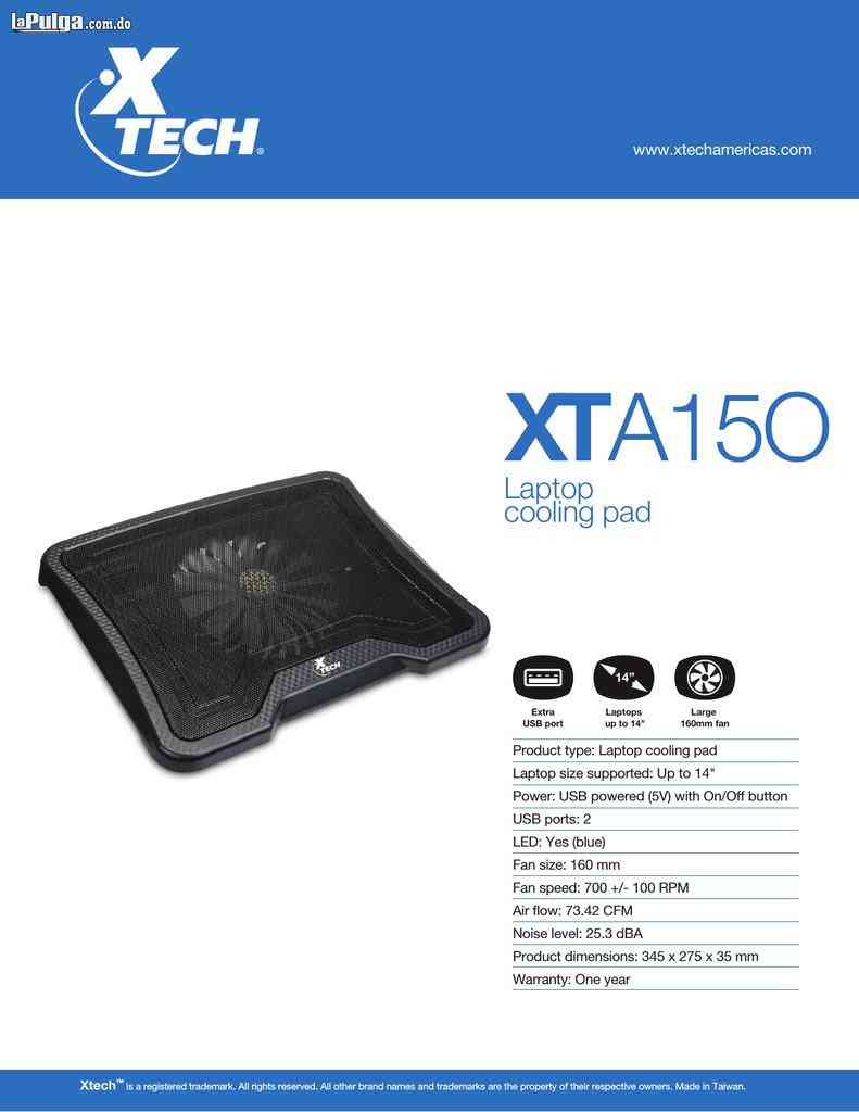 Xtech - XTA 150 Notebook stand - 2 USB pt - 160mm fan