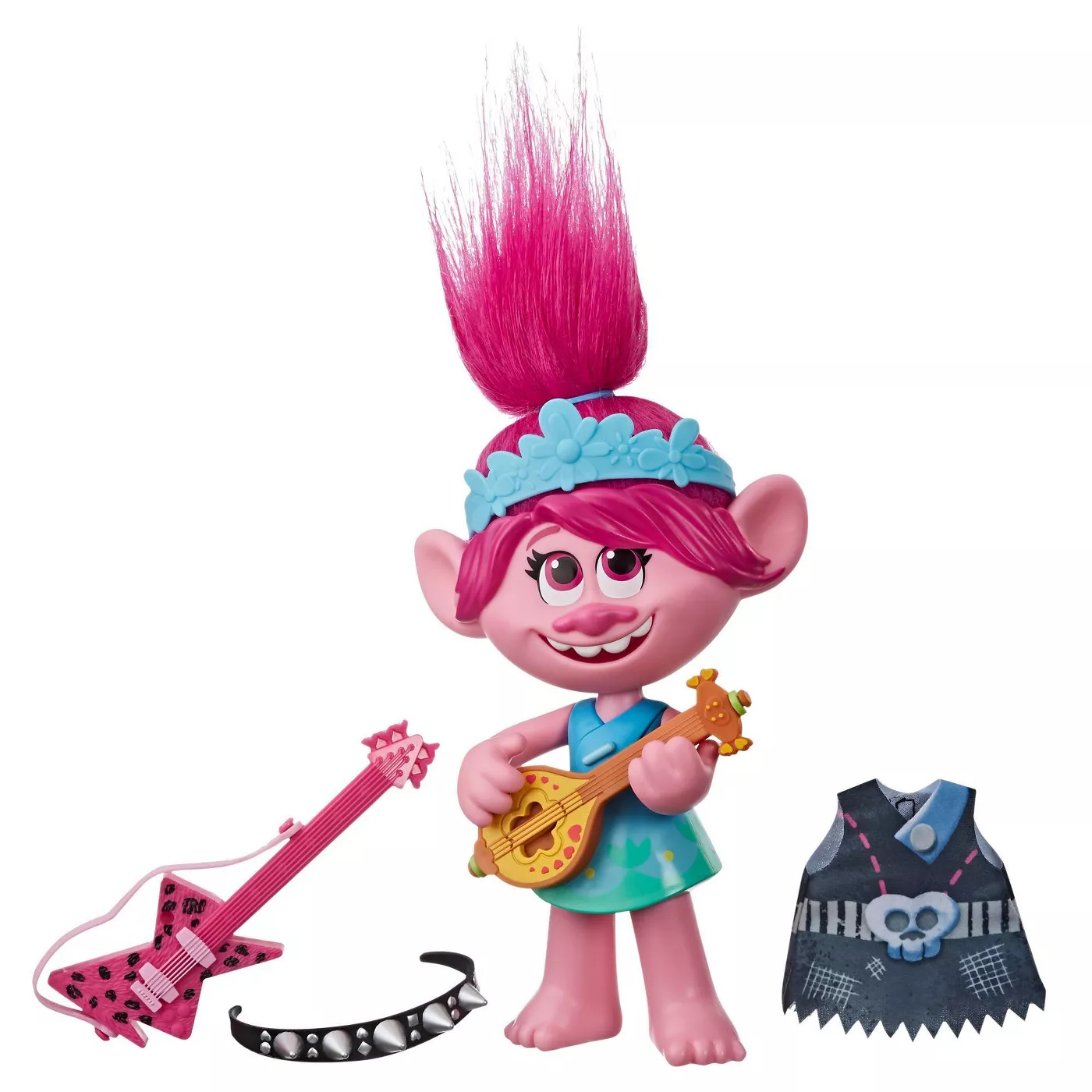 Dreamworks Trolls Band Together Hair Pops Showtime Surprise Queen Poppy Plush with Lights, Sounds & Accessories